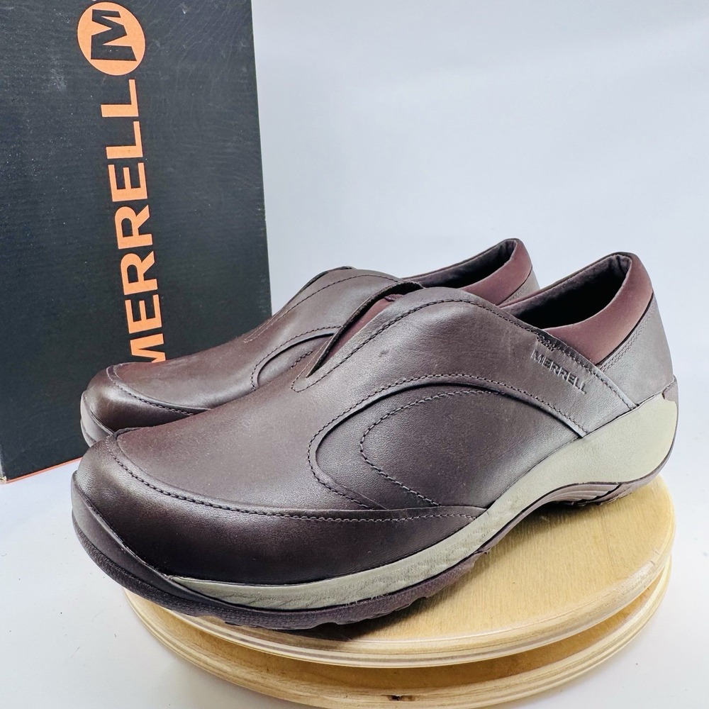 Merrell Encore Q2 Moc Leather Shoes Womens 10.5 brown Comfort Slip On Clogs NEW